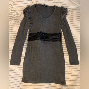Forever 21 grey dress with frontal belt